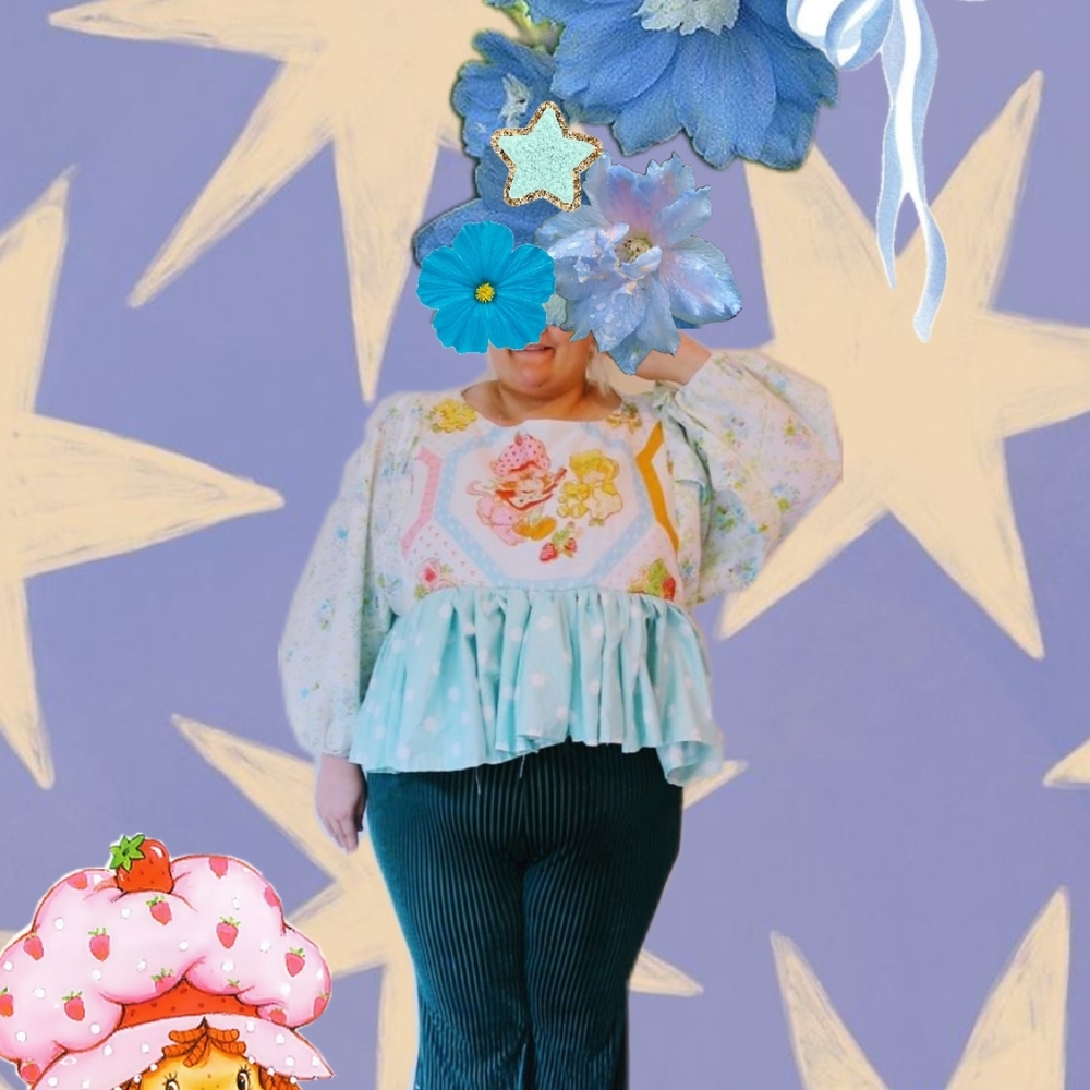 Floral Patchwork Peplum Blouse